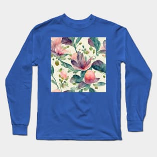 Watercolored Vintage Seamless Floral Long Sleeve T-Shirt